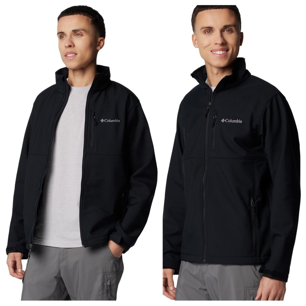 Columbia Ascender Softshell Jacket Mens Black Full Zip Medium